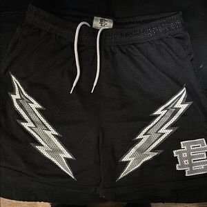 Black Lightning Bolt Mesh Shorts